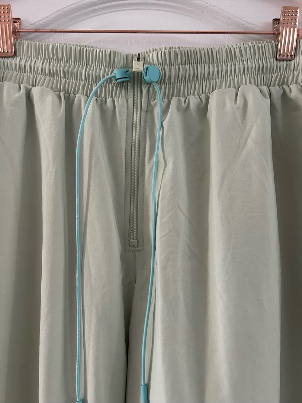 FP Movement by Free People Light Sage Track Joggers with Aqua Drawcord